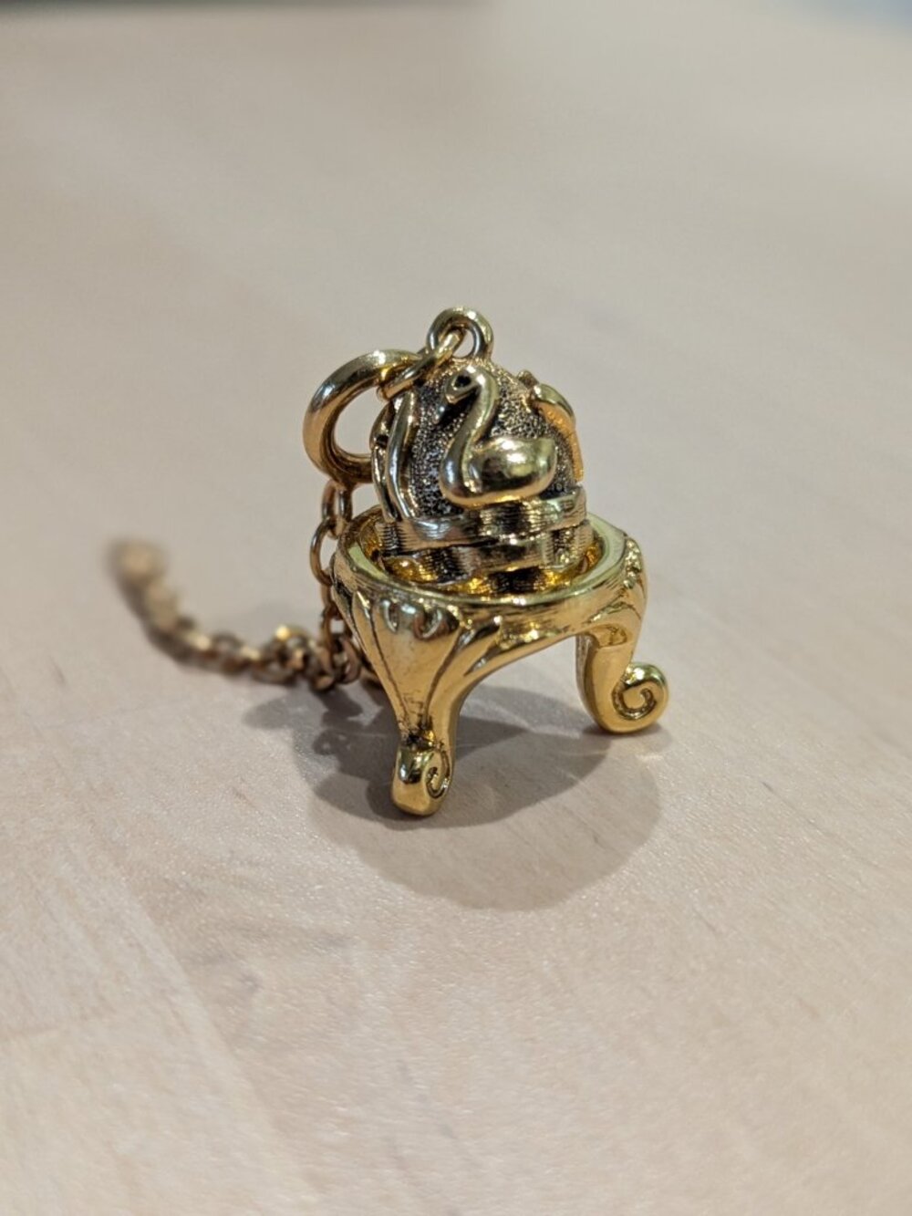 Vintage Joan Rivers Swan Basket Egg Charm w/ Extender - Picture 2 of 3